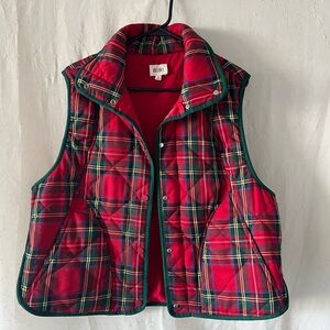 BiBi Tartan Plaid Vest with Red and Green Accents